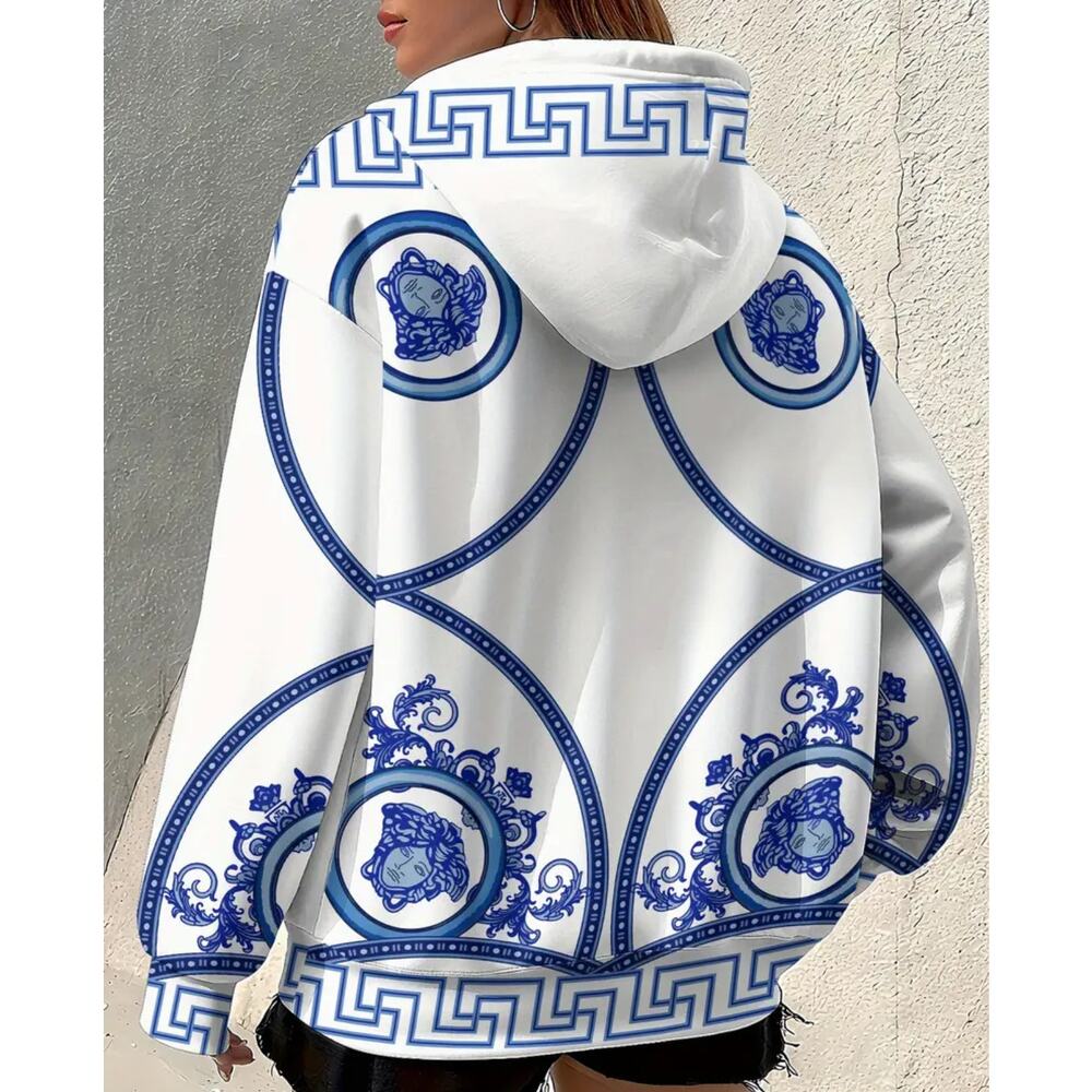 HOODIE JACKET: White w/Blue Detailing, NWOT - Picture 2 of 12